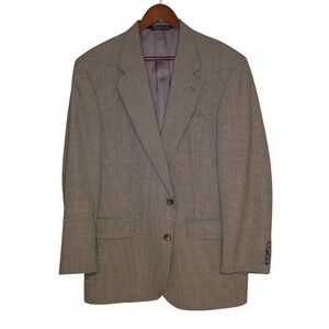 VTG Lands' End 40R Wool Black Houndstooth Blazer Sport Coat‎ Jacket 2 Button USA